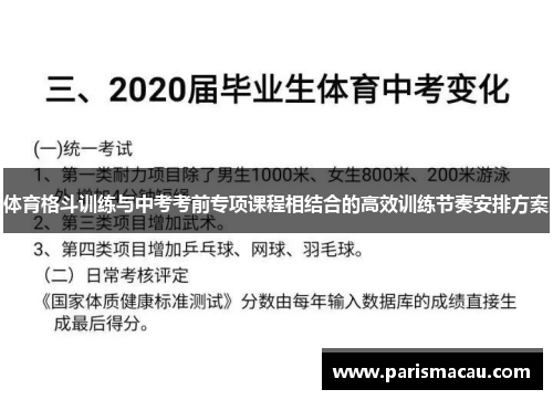 体育格斗训练与中考考前专项课程相结合的高效训练节奏安排方案